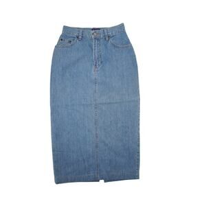 Vintage GAP Denim Maxi Pencil Skirt High Waist Side Slit Light Wash Size 1